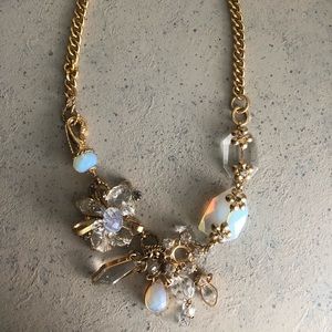 Gold Necklace with Blue Stone Detail